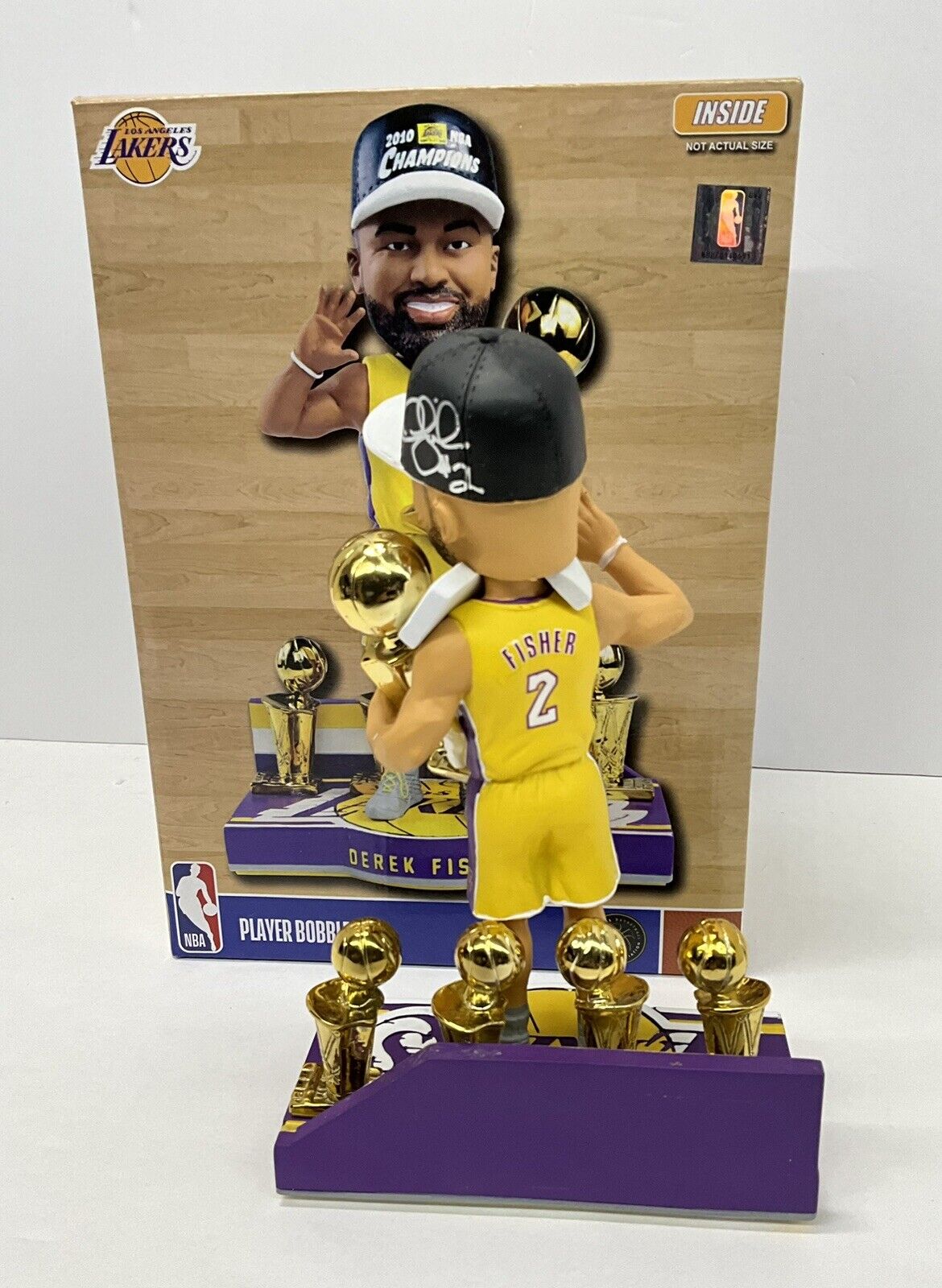 DEREK FISHER SIGNED LAKERS 5X CHAMPION LIMITED #/360 FOCO BOBBLEHEAD BAS W128226