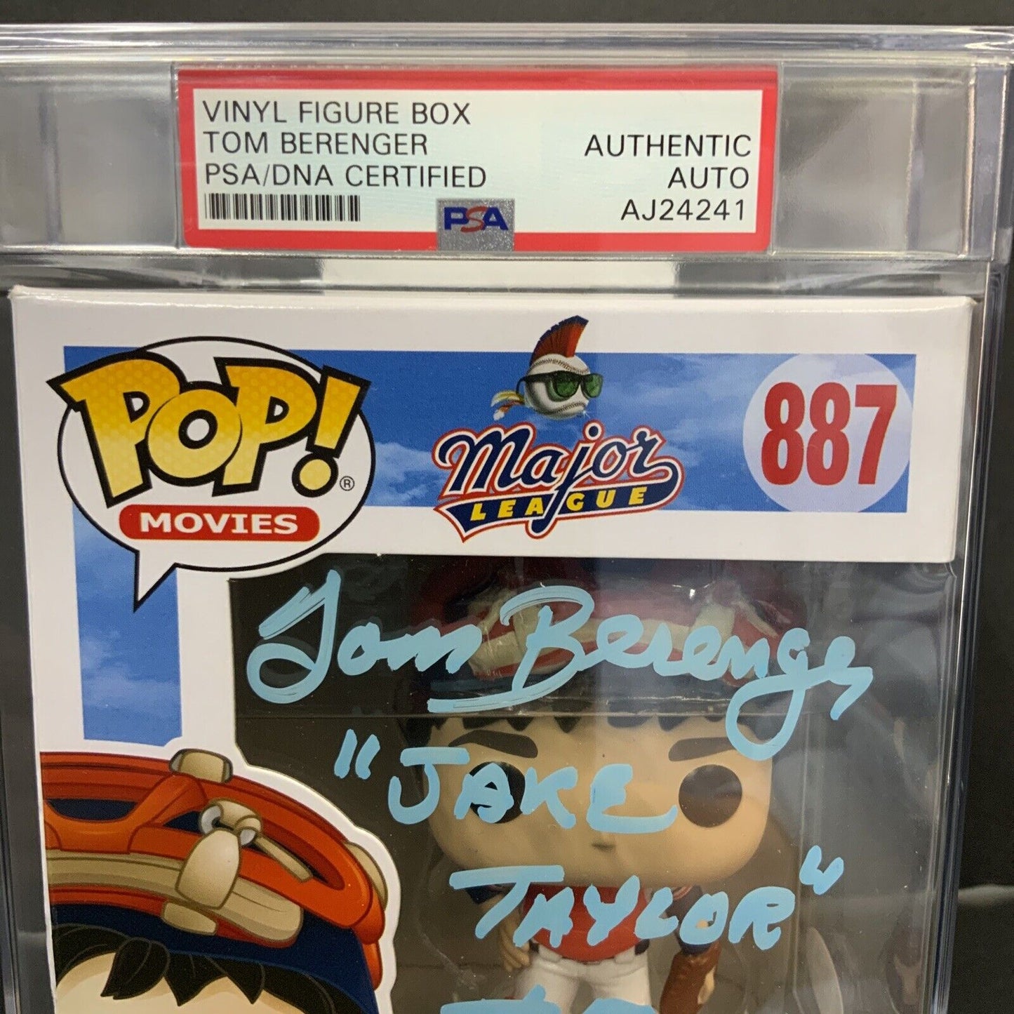 TOM BERENGER SIGNED "JAKE TAYLOR" MAJOR LEAGUE FUNKO POP SLABBED PSA AJ24241