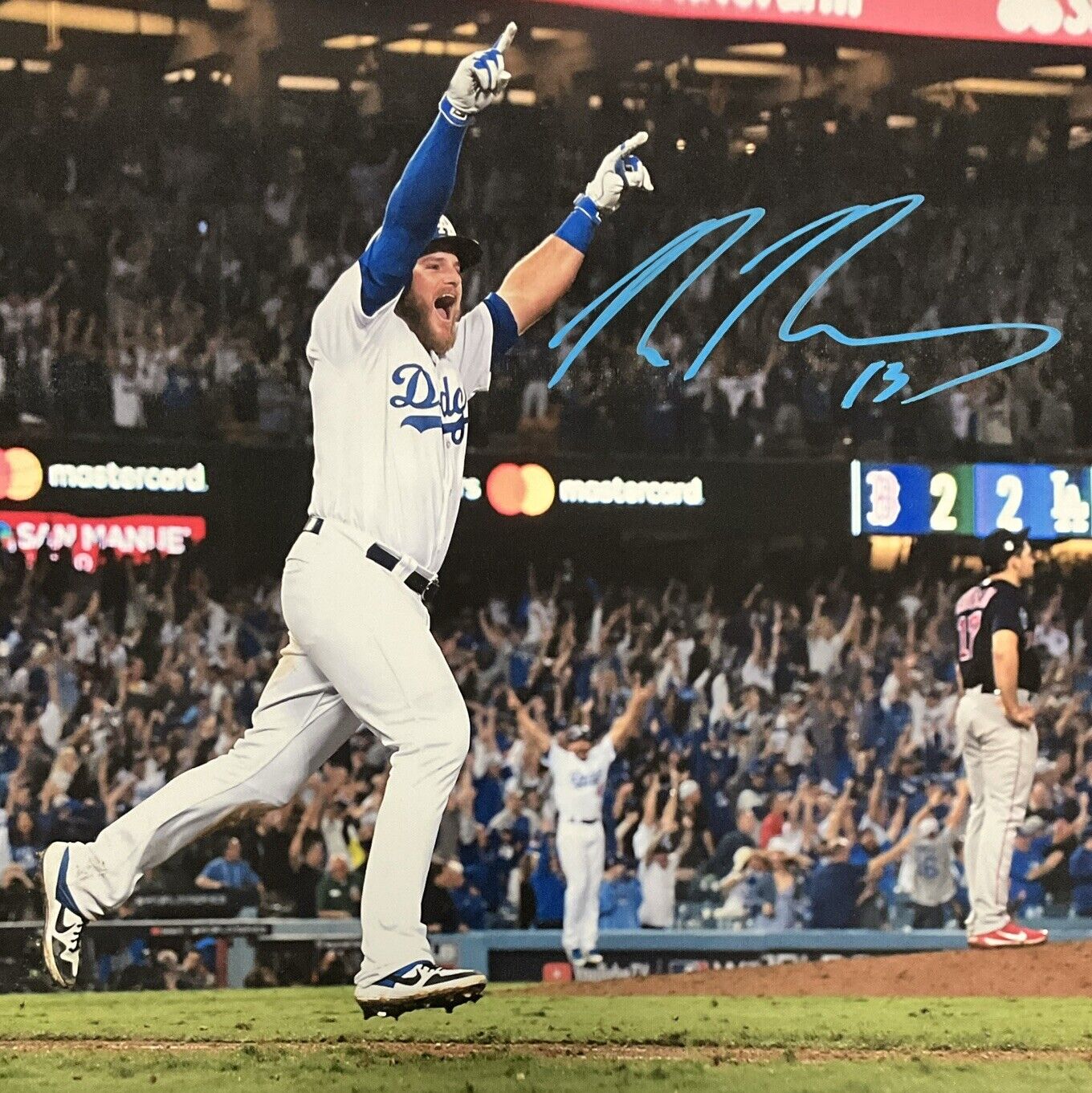MAX MUNCY DODGERS SIGNED 22X26 2018 WORLD SERIES WALKOFF HR CANVAS PSA 2C51244