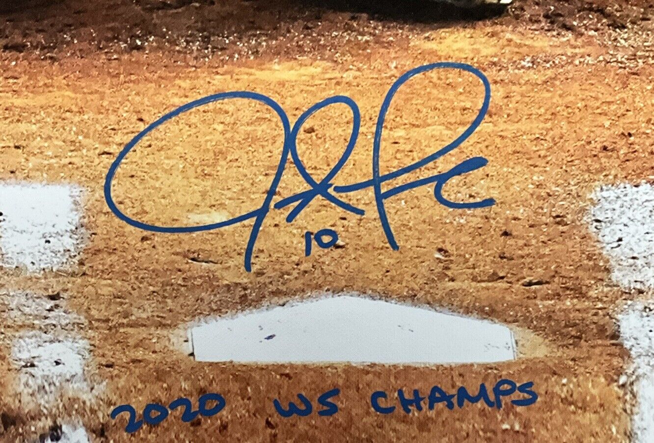 JUSTIN TURNER DODGERS SIGNED 22X33 WS HR CANVAS "2020 WS CHAMPS" PSA 9A99845