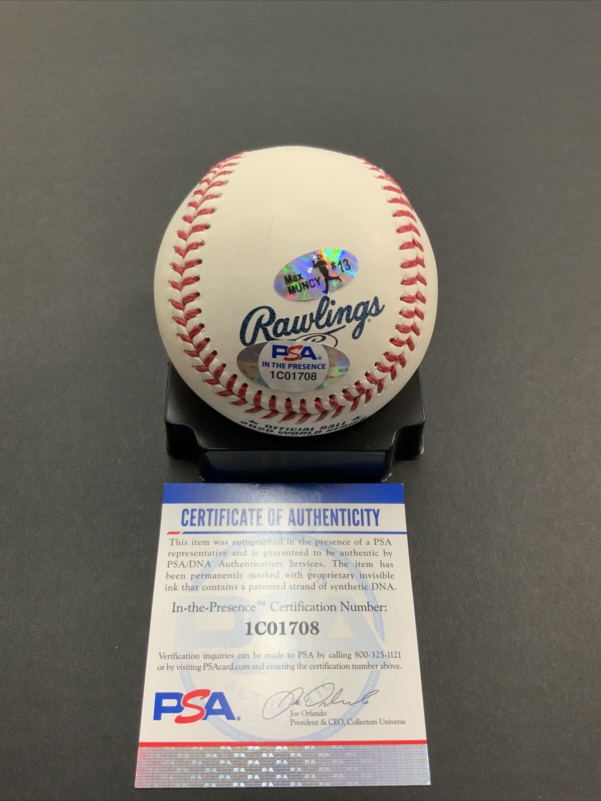 MAX MUNCY DODGERS SIGNED 2020 WS BASEBALL "2020 WS CHAMPS" INSCRIPTION PSA