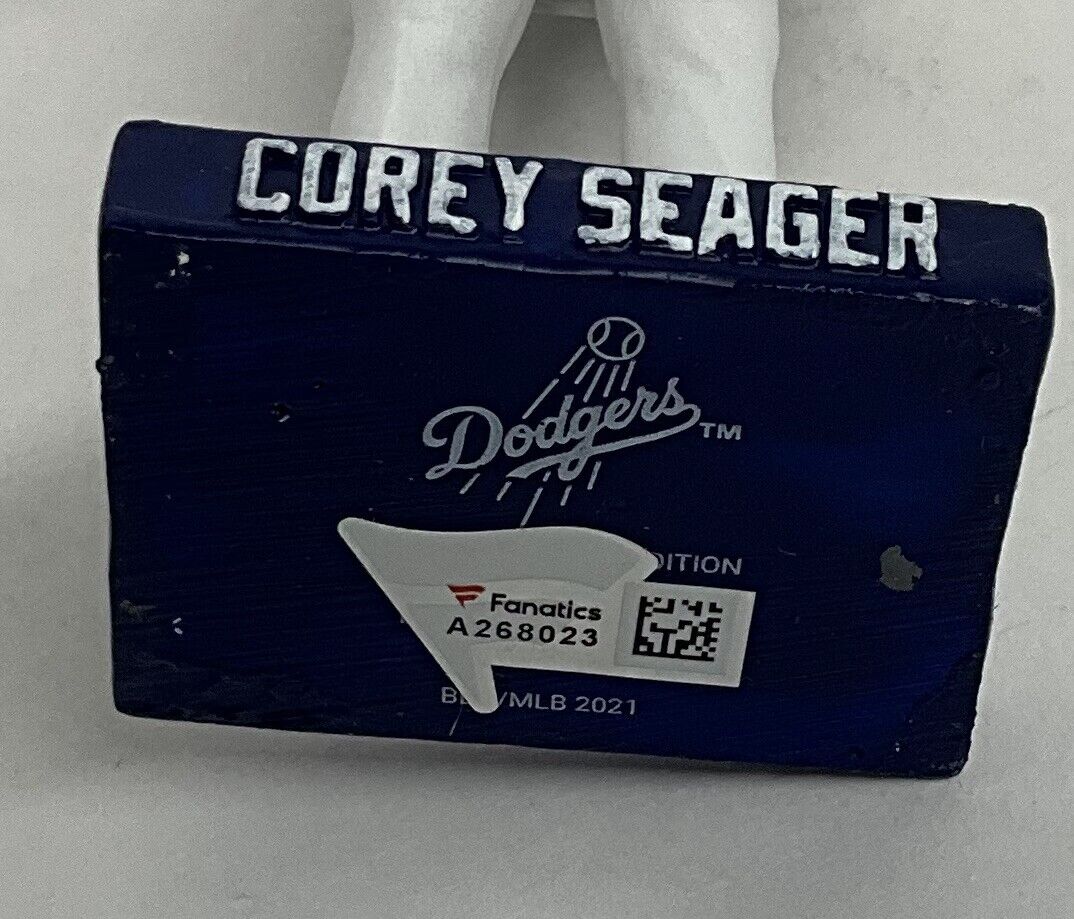 COREY SEAGER SIGNED DODGERS 2021 SGA 2020 WS MVP BOBBLEHEAD FANATICS A268023