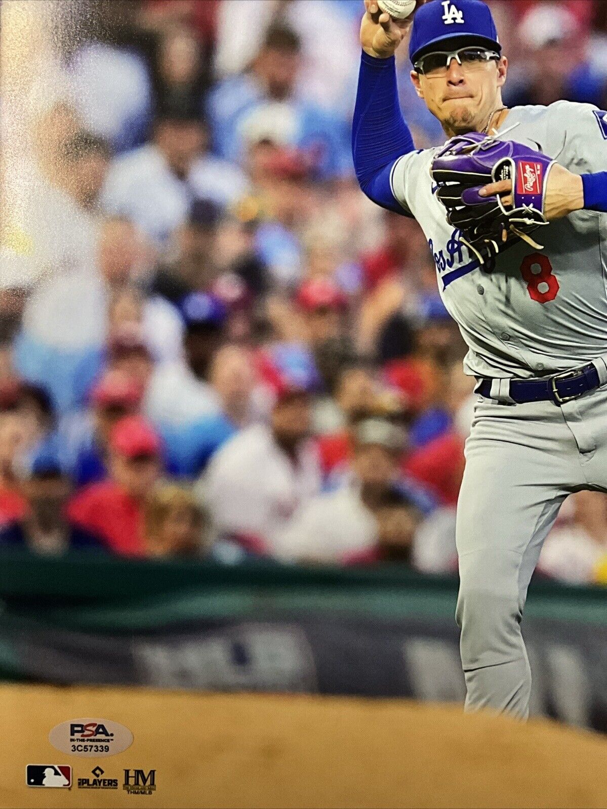 KIKE HERNANDEZ DODGERS SIGNED 11X14 2024 FIELDING/THROWING PHOTO PSA COA
