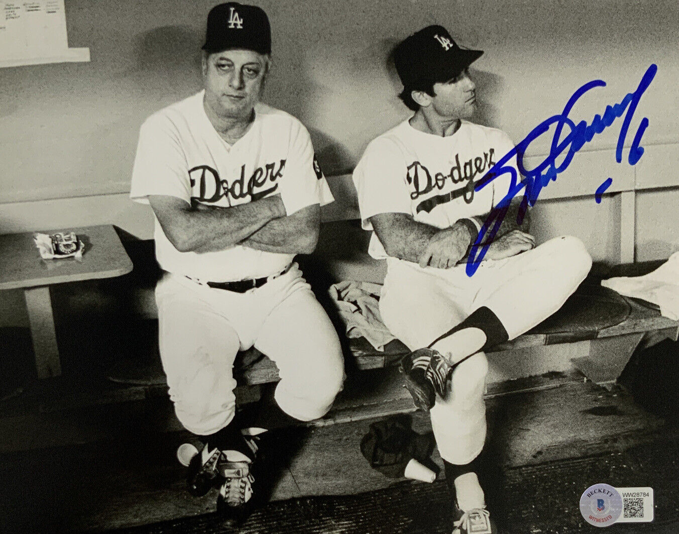 STEVE GARVEY DODGERS 1974 NL MVP 7 81 WS CHAMP SIGNED 8X10 PHOTO W/TOMMY BAS