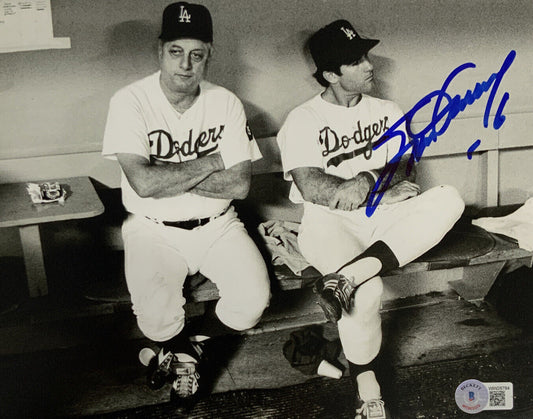 STEVE GARVEY DODGERS 1974 NL MVP 7 81 WS CHAMP SIGNED 8X10 PHOTO W/TOMMY BAS