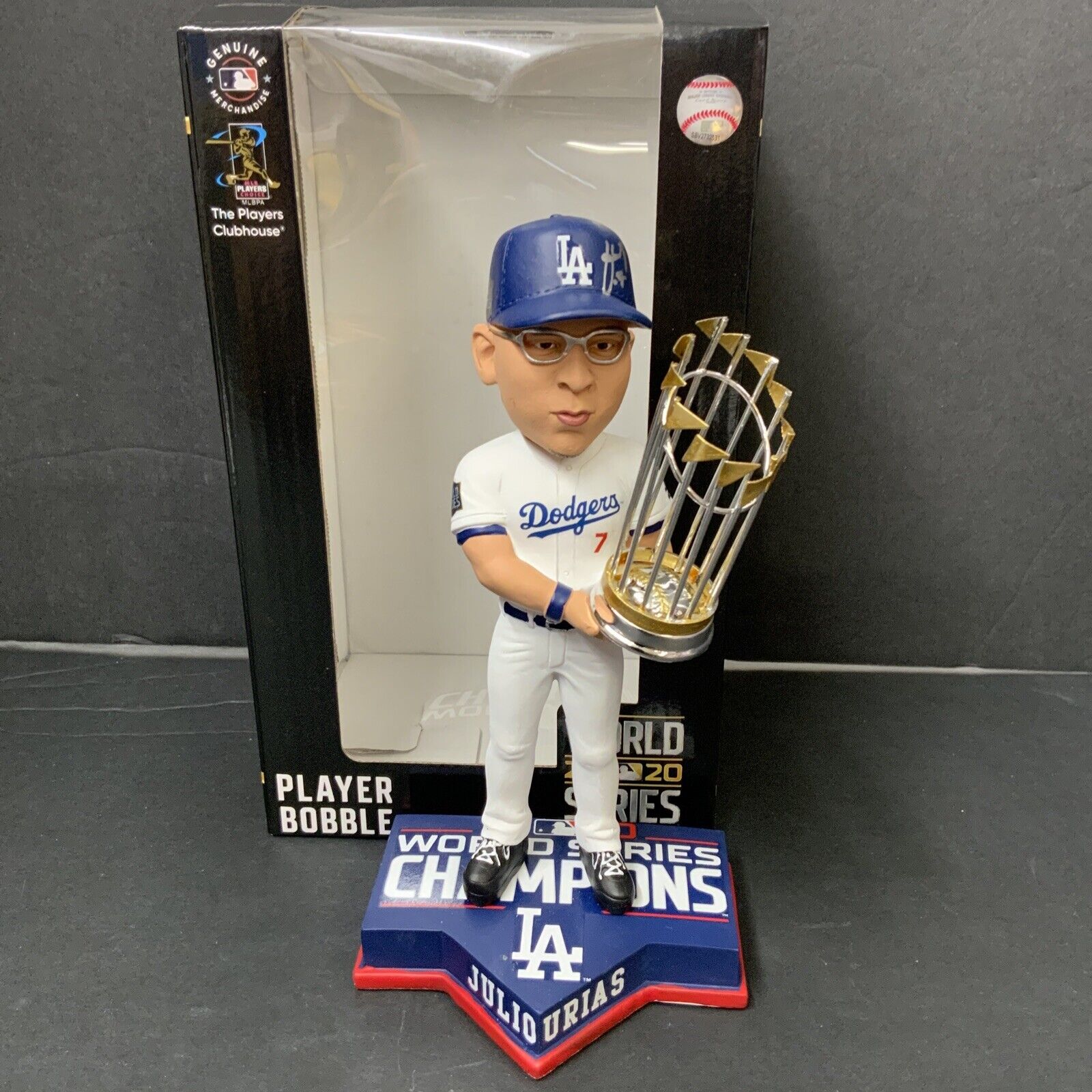 JULIO URIAS DODGERS SIGNED 2020 WS BOBBLEHEAD "HECHO EN MEXICO" INSC BAS WZ59947