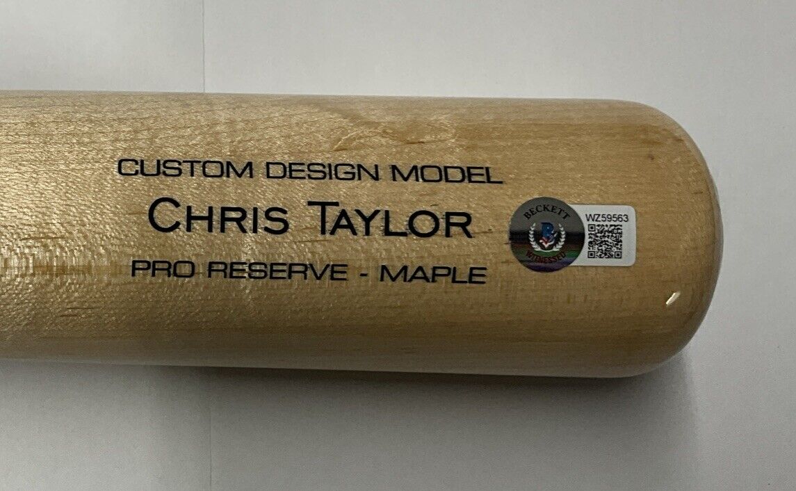 CHRIS TAYLOR DODGERS SIGNED VICTUS BAT "2021 NL WILDCARD WALK0FF HR" BAS WZ59563