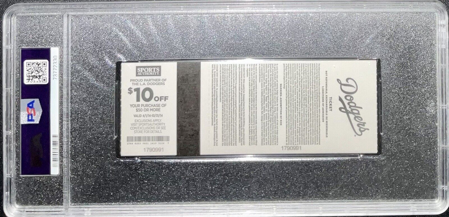 CLAYTON KERSHAW DODGERS JUNE 18, 2014 NO-HITTER SIGNED TICKET STUB PSA 73772330