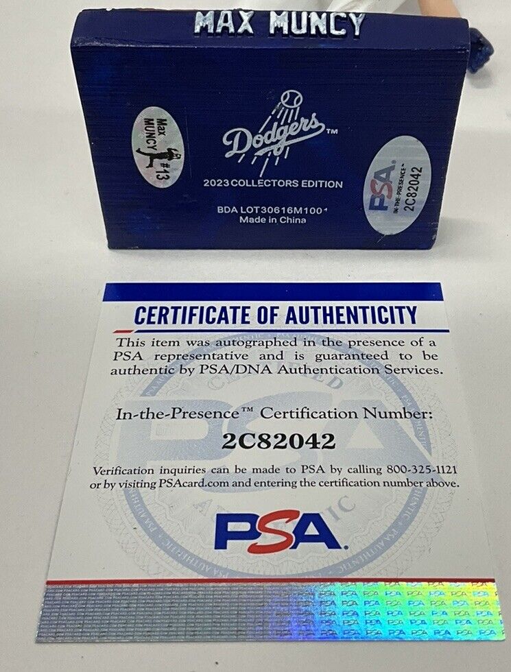 MAX MUNCY 2020 WS CHAMP SIGNED DODGERS 2023 SGA BOBBLEHEAD PSA 2C82042