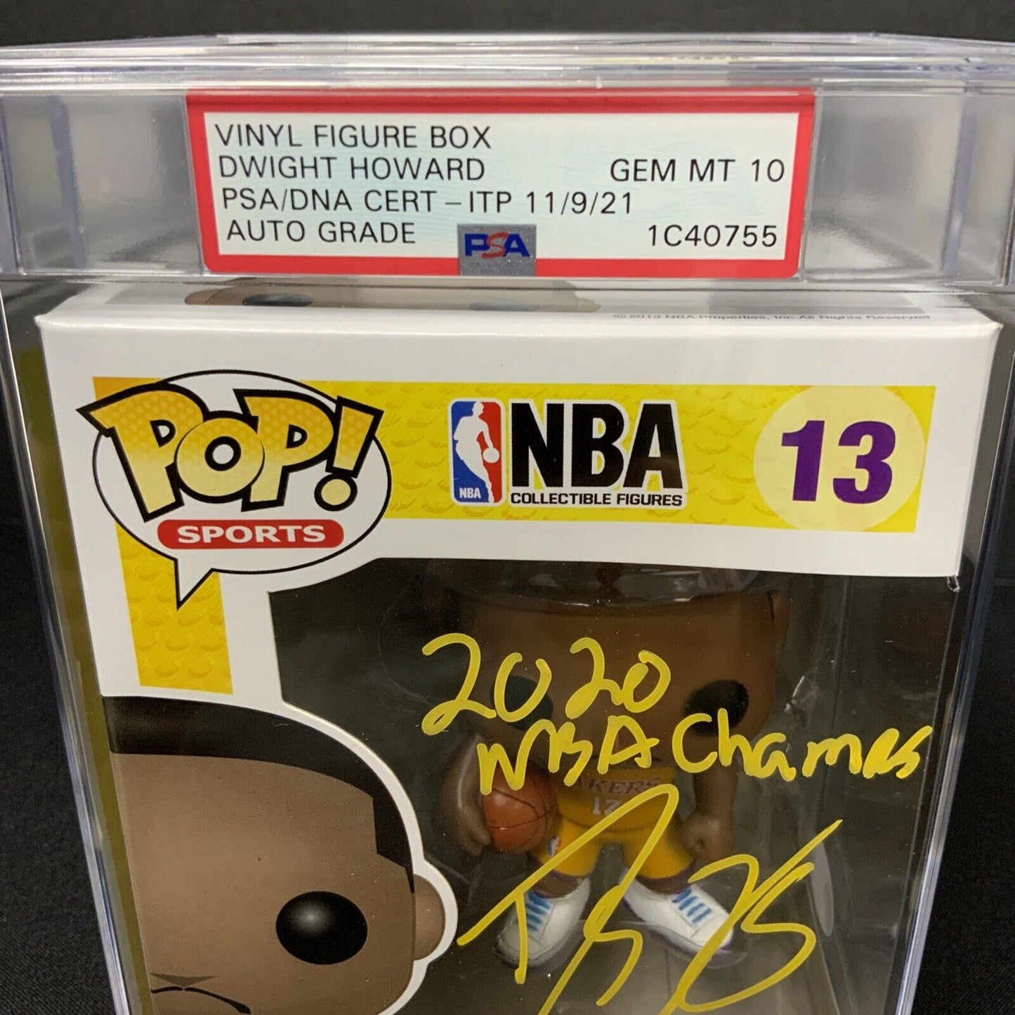 DWIGHT HOWARD SIGNED LAKERS FUNKO POP "NBA CHAMPS" GEM MT 10 PSA SLABBED 1C40755
