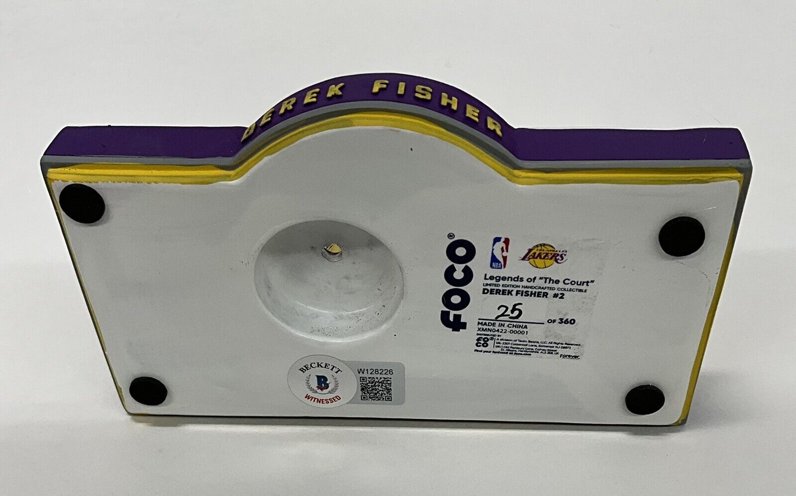 DEREK FISHER SIGNED LAKERS 5X CHAMPION LIMITED #/360 FOCO BOBBLEHEAD BAS W128226