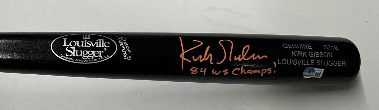 KIRK GIBSON TIGERS SIGNED LOUISVILLE SLUGGER MODEL BAT 84 WS CHAMPS" BAS W140596