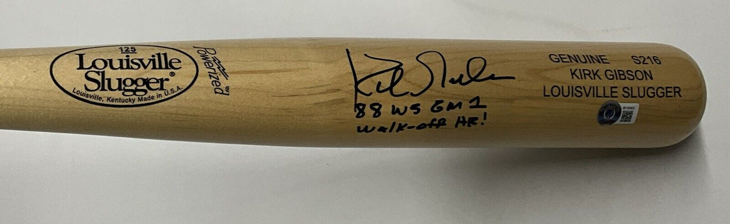 KIRK GIBSON DODGERS SIGNED LOUISVILLE SLUGGER BAT "88 WS WALK OFF HR BAS W140603