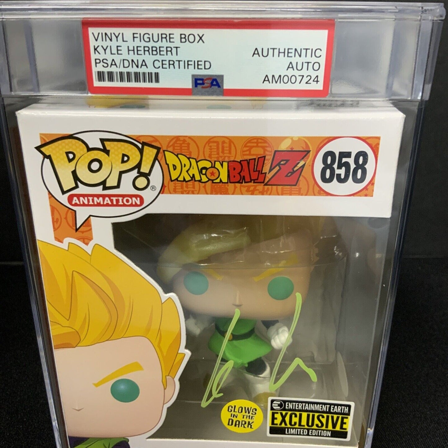 KYLE HERBERT SIGNED SUPER SAIYAN GOHAN FUNKO POP #858 PSA SLABBED AM00724