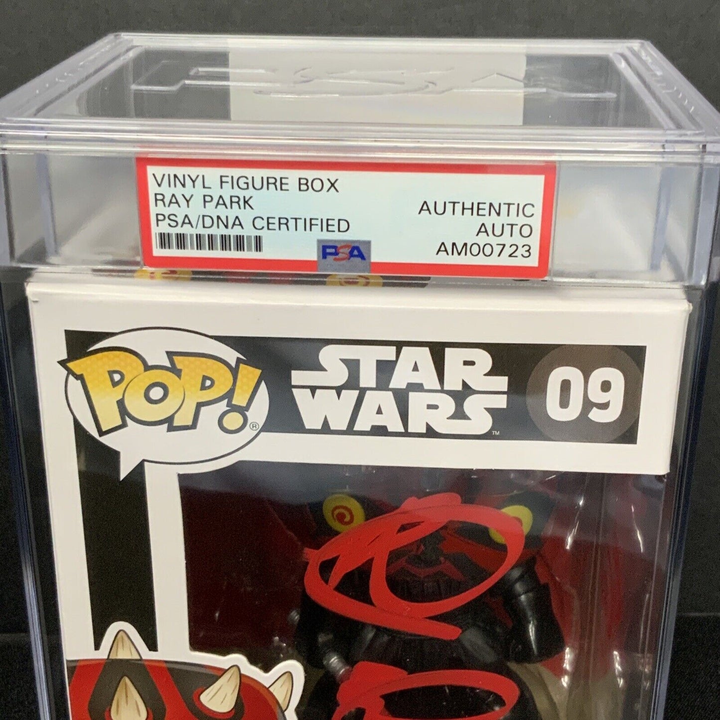 RAY PARK SIGNED DARTH MAUL STAR WARS FUNKO POP #09 PSA SLABBED AM00723