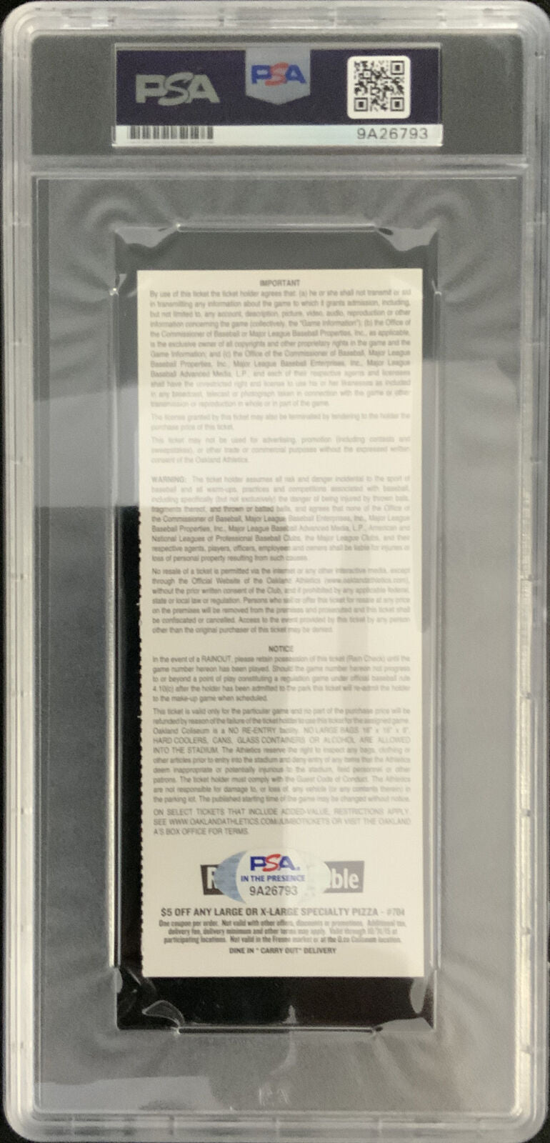 MAX MUNCY DODGER SIGNED MLB DEBUT 04/25/2015 TICKET STUB PSA SLABBED 9A26793