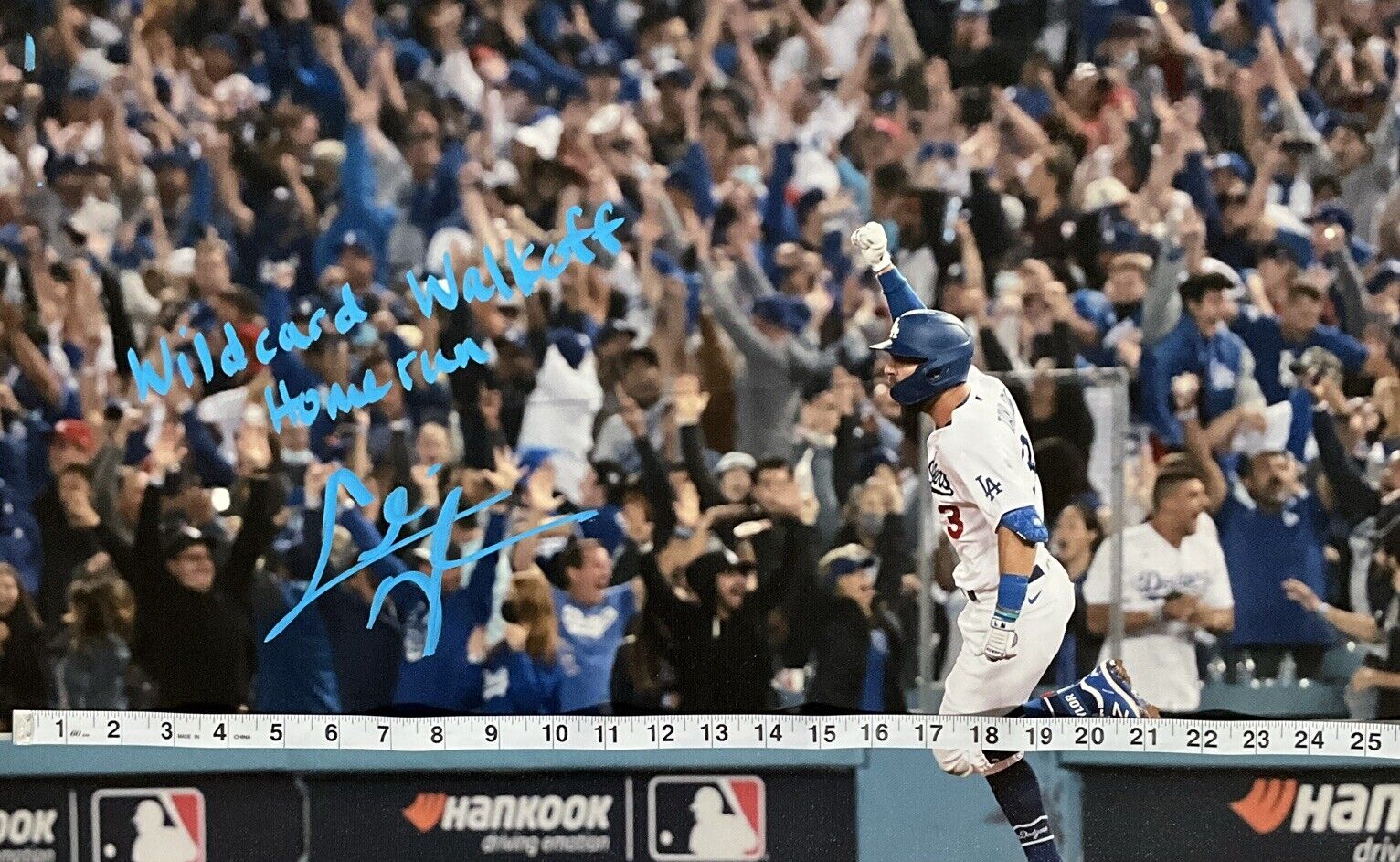 CHRIS TAYLOR DODGERS SIGNED 22X26 CANVAS "WILDCARD WALKOFF HOME RUN" PSA 2C53358
