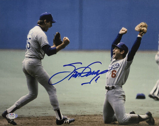 STEVE GARVEY DODGERS 1974 NL MVP  81 WS CHAMP SIGNED 11X14 CELEBRATING PHOTO PSA