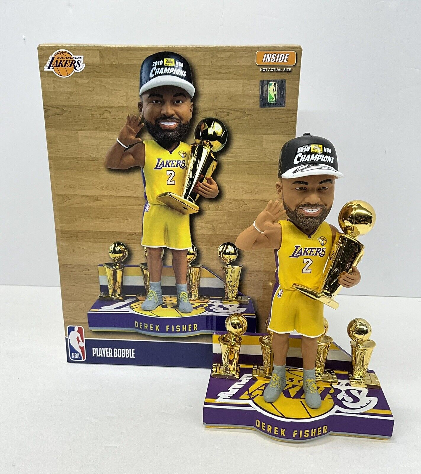 DEREK FISHER SIGNED LAKERS LIMITED FOCO BOBBLEHEAD "5X NBA CHAMP" PSA 1C61465