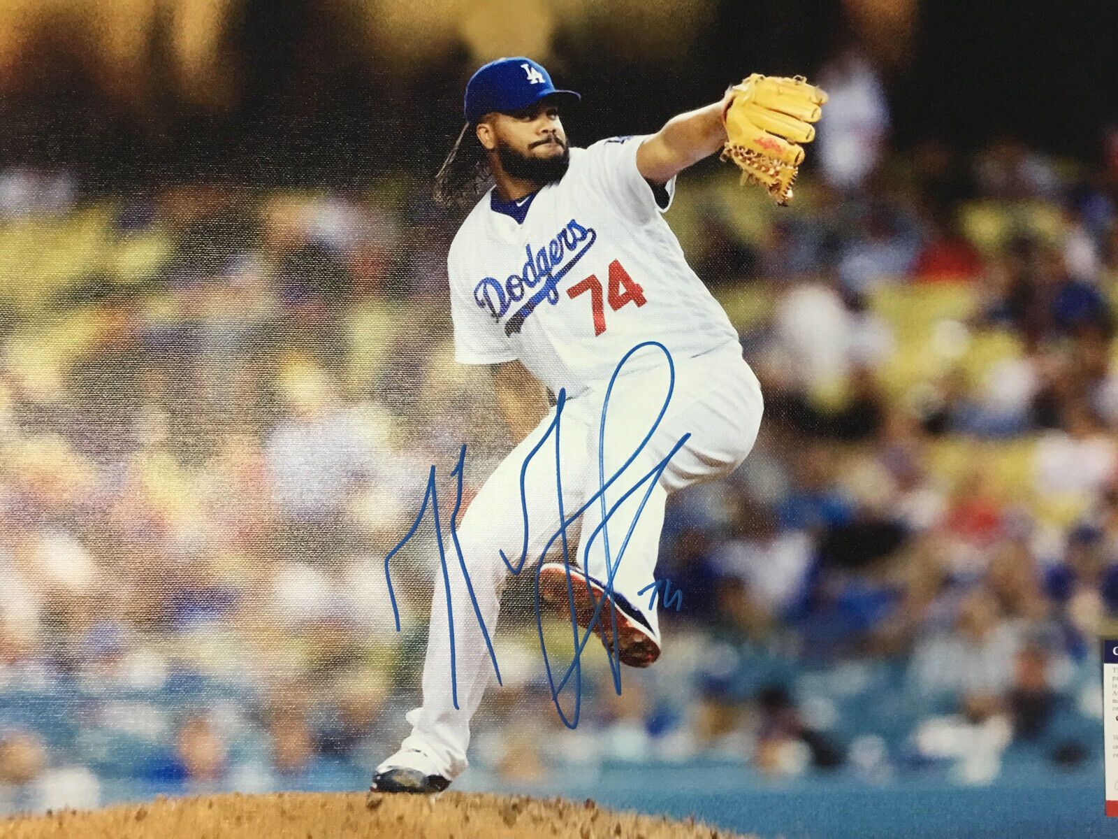 KENLEY JANSEN DODGERS ALL TIME SAVES LEADER SIGNED 18X22 CANVAS PRINT PSA 6993