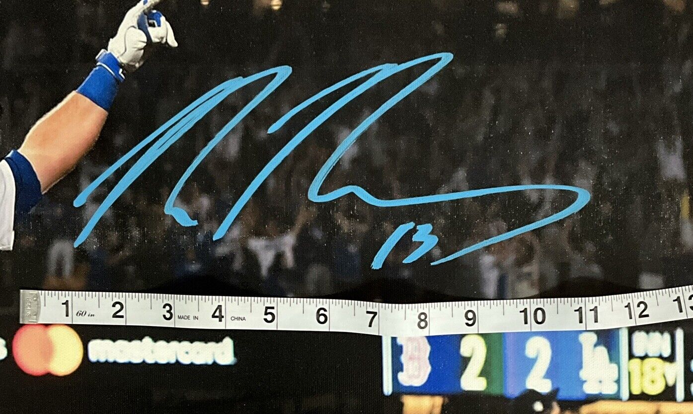 MAX MUNCY DODGERS SIGNED 22X26 2018 WORLD SERIES WALKOFF HR CANVAS PSA 2C51244