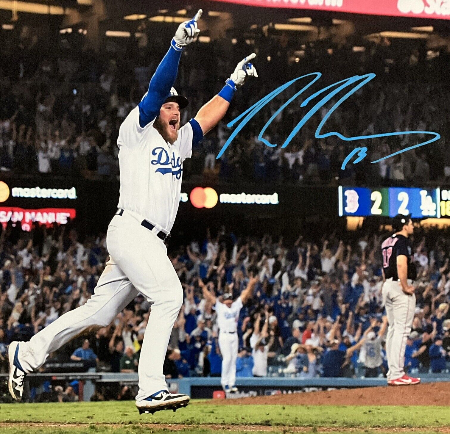 MAX MUNCY DODGERS SIGNED 22X26 2018 WORLD SERIES WALKOFF HR CANVAS PSA 2C51245