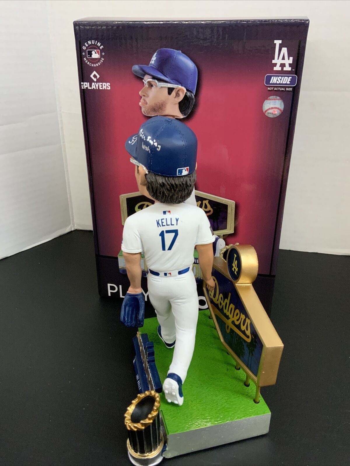 JOE KELLY DODGERS SIGNED POUTY FACE BOBBLEHEAD "NICE SWING BITCH" PSA 1C08223