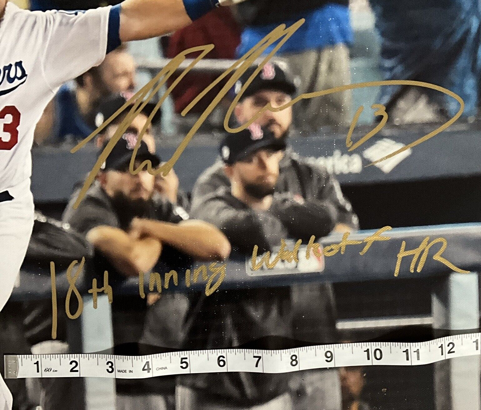 MAX MUNCY DODGERS SIGNED 22X26 18 WS CANVAS "18TH INNING WALKOFF HR" PSA 1C01915