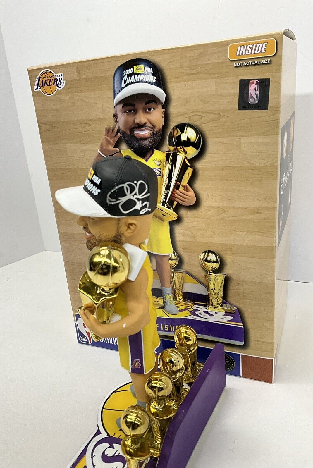 DEREK FISHER SIGNED LAKERS 5X CHAMPION LIMITED #/360 FOCO BOBBLEHEAD BAS W128226