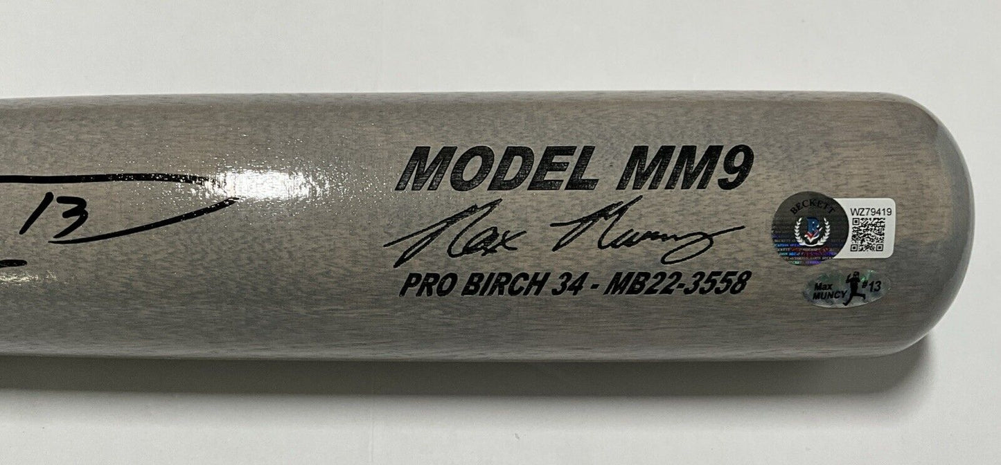MAX MUNCY DODGERS SIGNED MAXBAT GAME MODEL BAT "GIANT KILLER" INSC BAS WZ79419