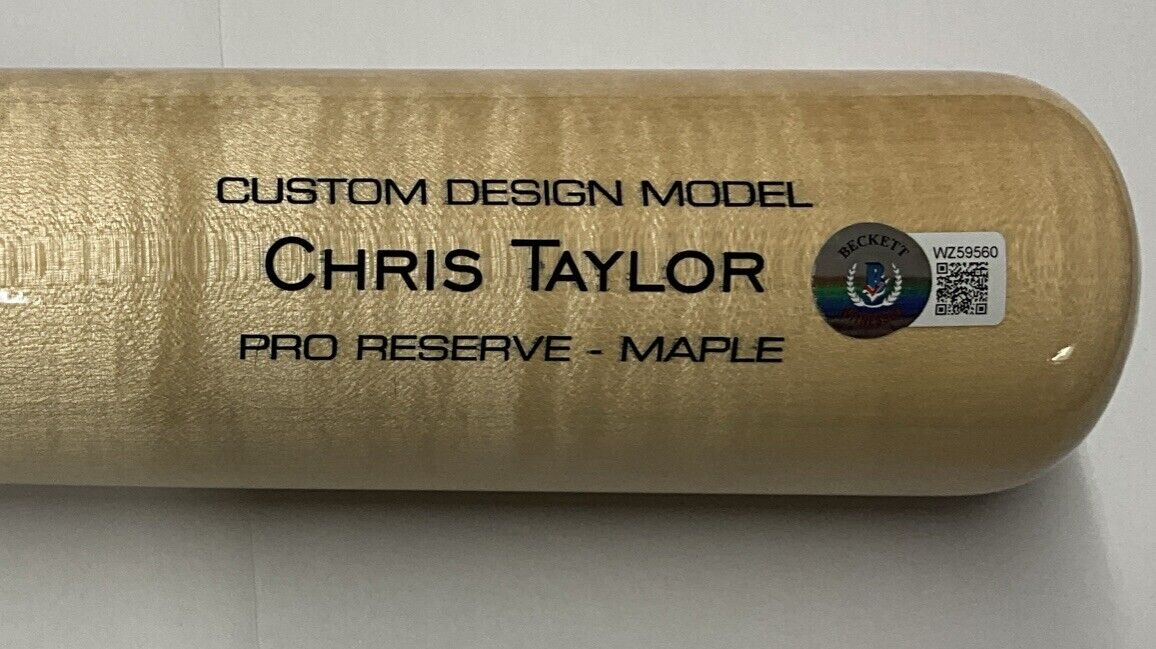 CHRIS TAYLOR DODGERS SIGNED VICTUS BAT "2021 NL WILDCARD WALK0FF HR" BAS WZ59560