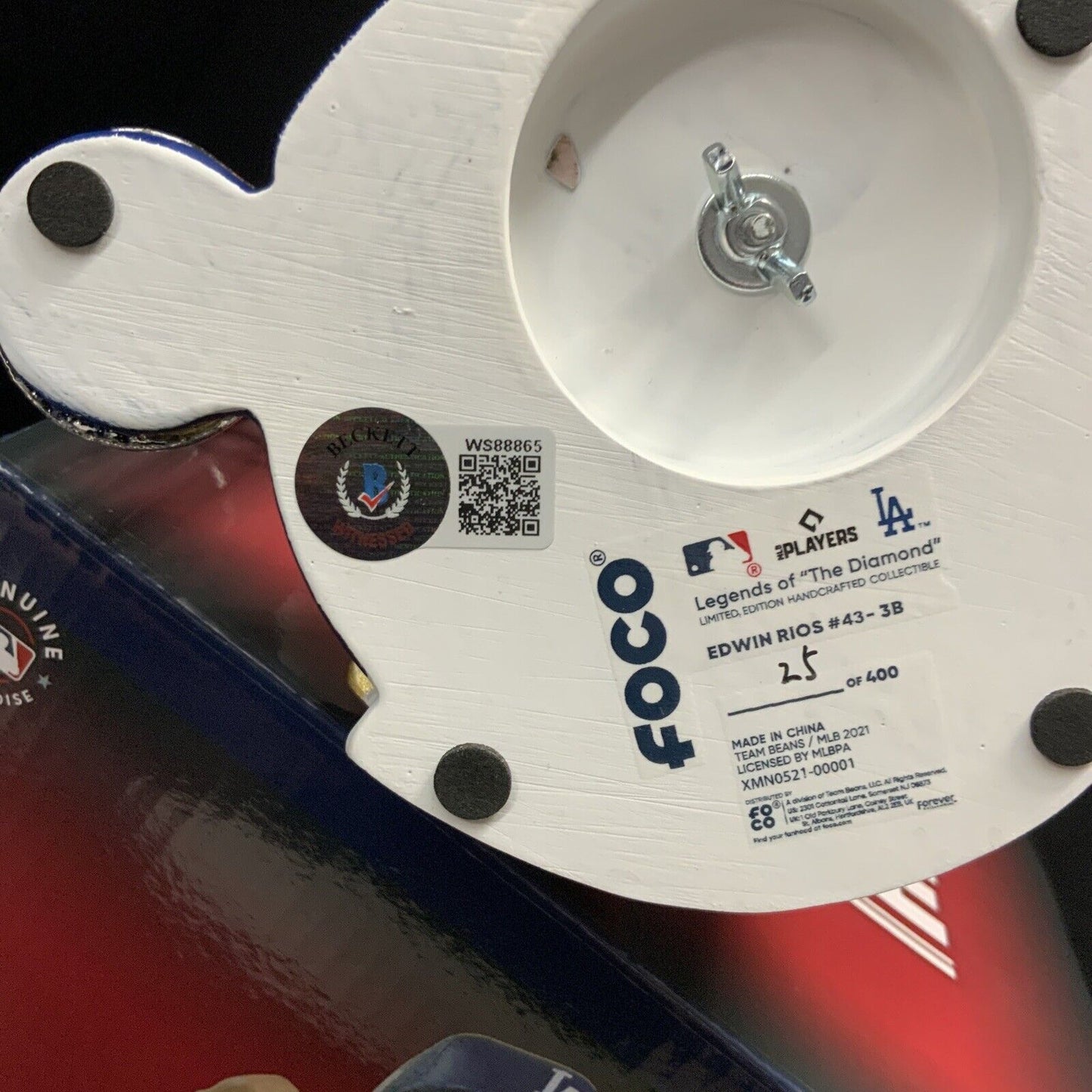 EDWIN RIOS DODGERS SIGNED CHAMPIONSHIP BOBBLEHEAD "2020 WS CHAMPS" BAS WS88865