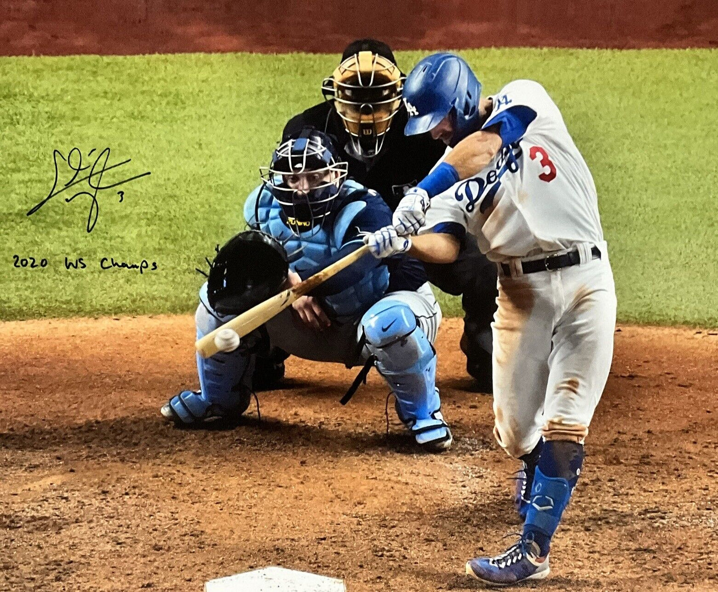 CHRIS TAYLOR DODGERS SIGNED 22X26 WS HOMERUN CANVAS "2020 WS CHAMPS" PSA 1C01424