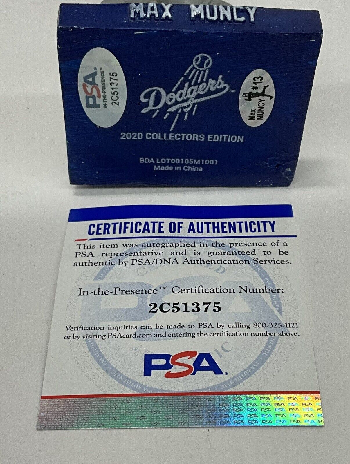 MAX MUNCY SIGNED DODGERS 2021 BOBBLEHEAD "GET IT OUT OF THE OCEAN" PSA 2C51375