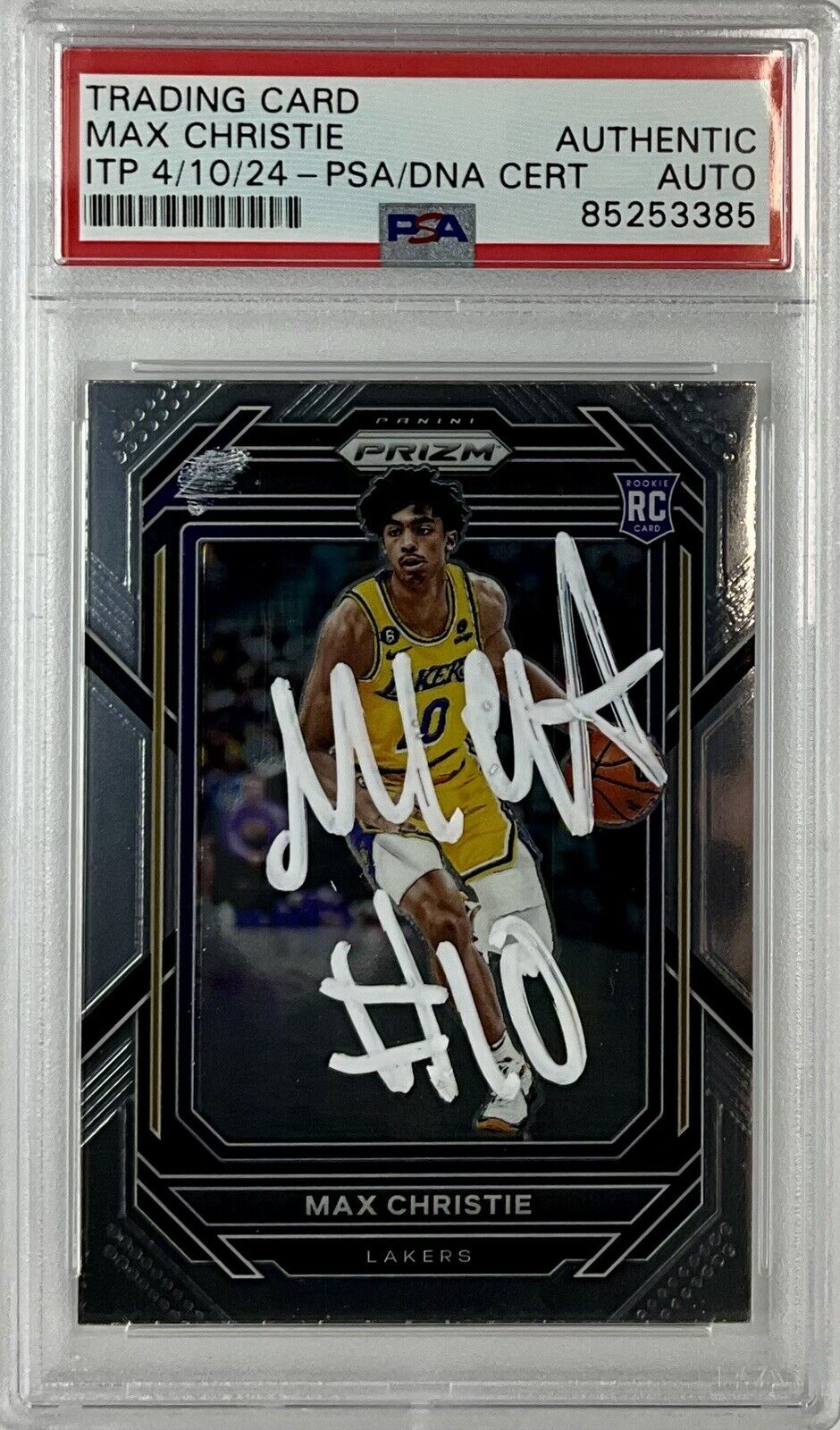 MAX CHRISTIE SIGNED LAKERS PANINI PRIZM #270 ROOKIE RC PSA SLABBED ITP 85253385