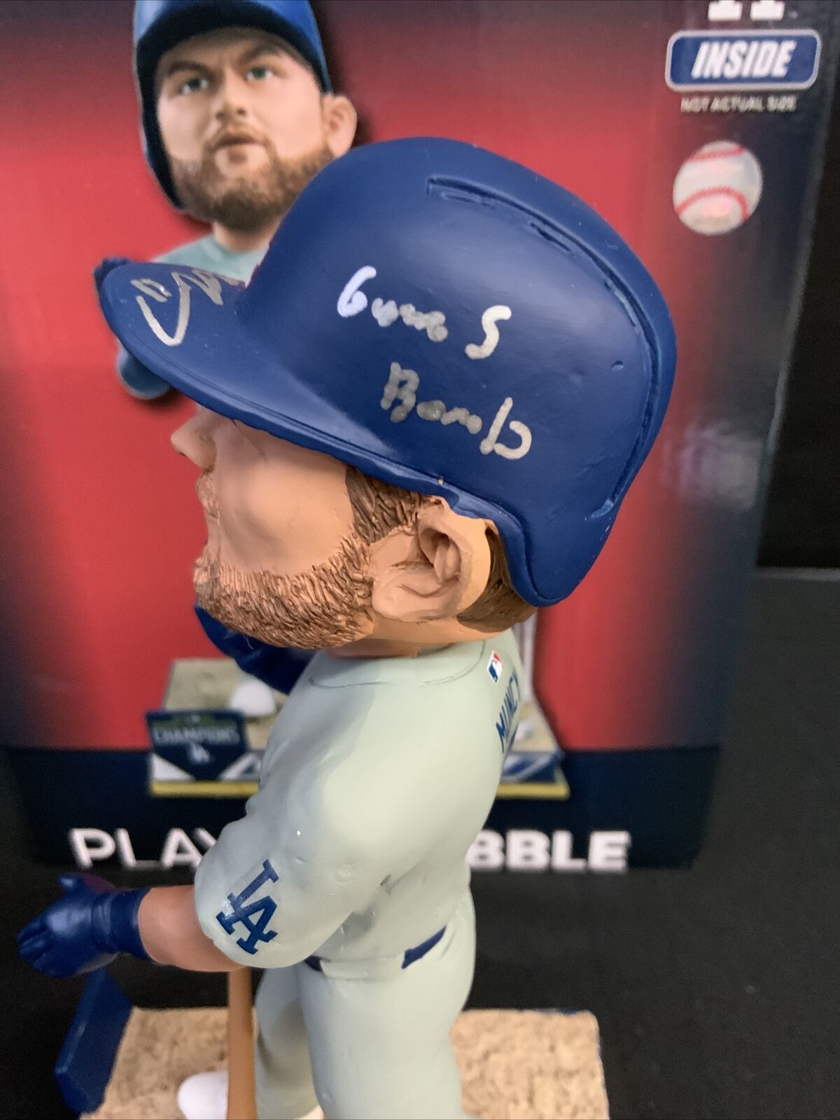 MAX MUNCY DODGERS SIGNED FOCO CHAMPIONSHIP BOBBLEHEAD "GAME 5 BOMB" PSA 1C01942