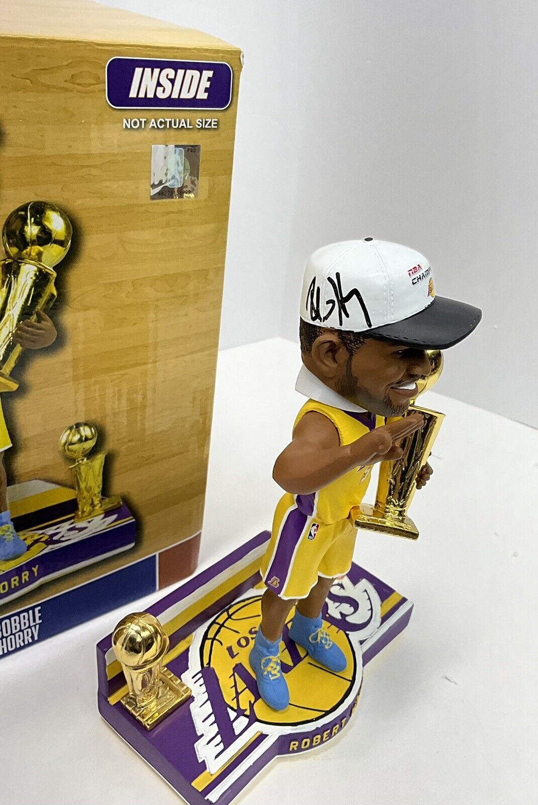 ROBERT HORRY SIGNED LAKERS 3X CHAMPION LIMITED #/216 FOCO BOBBLEHEAD BAS W128306