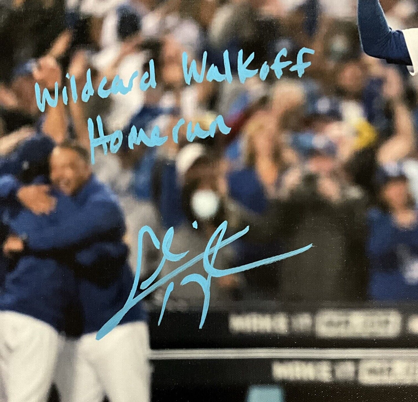 CHRIS TAYLOR DODGERS SIGNED 22X26 CANVAS "WILDCARD WALKOFF HOME RUN" PSA 2C53367