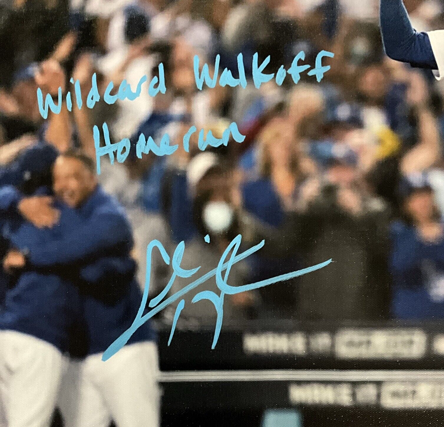 CHRIS TAYLOR DODGERS SIGNED 22X26 CANVAS "WILDCARD WALKOFF HOME RUN" PSA 2C53367