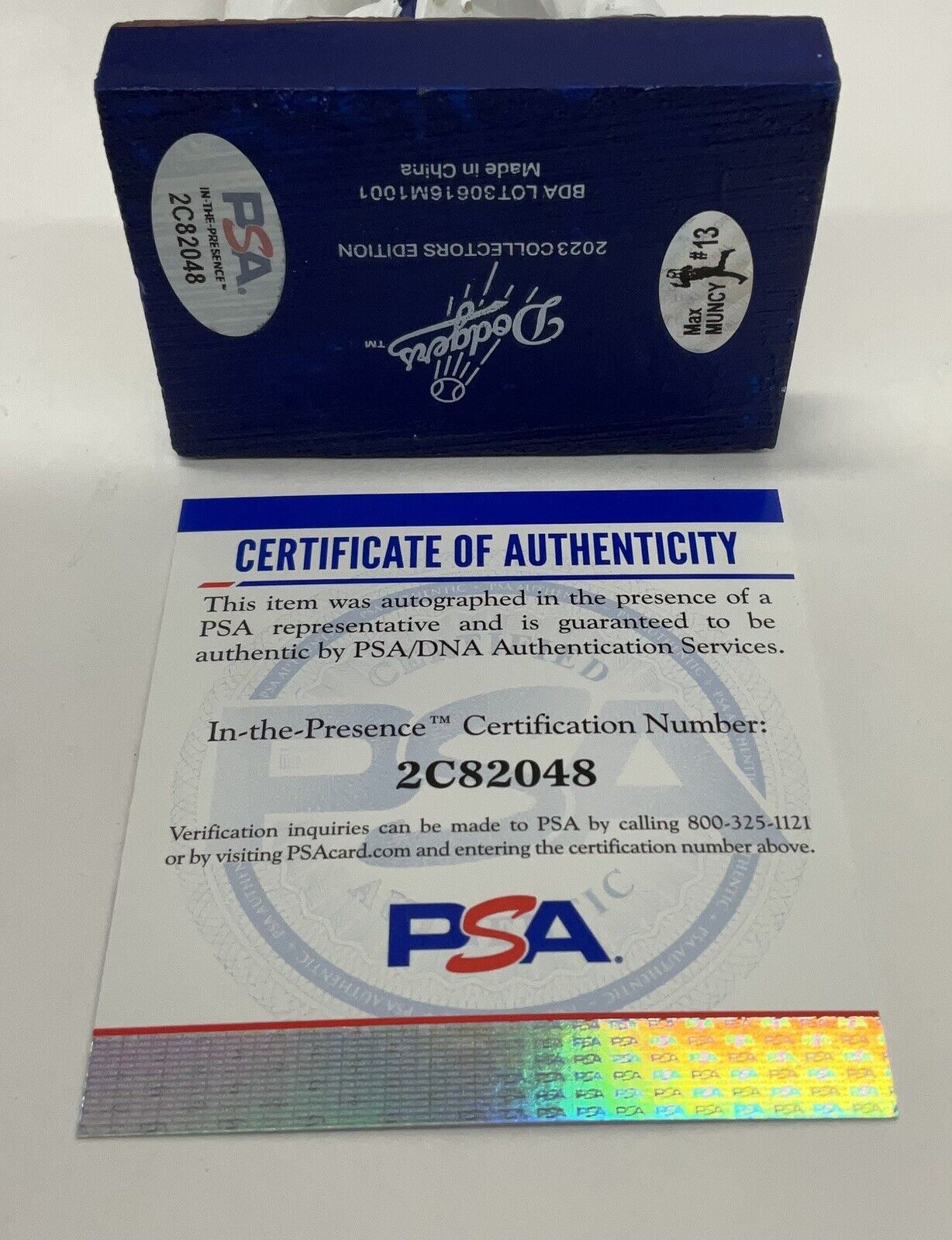 MAX MUNCY 2020 WS CHAMP SIGNED DODGERS 2023 SGA BOBBLEHEAD PSA 2C82048