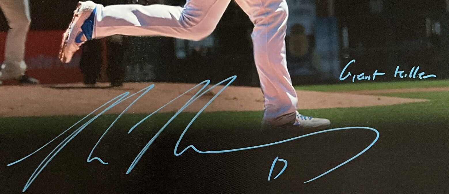 MAX MUNCY DODGERS SIGNED 22X26 CANVAS EDIT  VS GIANTS "GIANT KILLER" PSA 2C51260