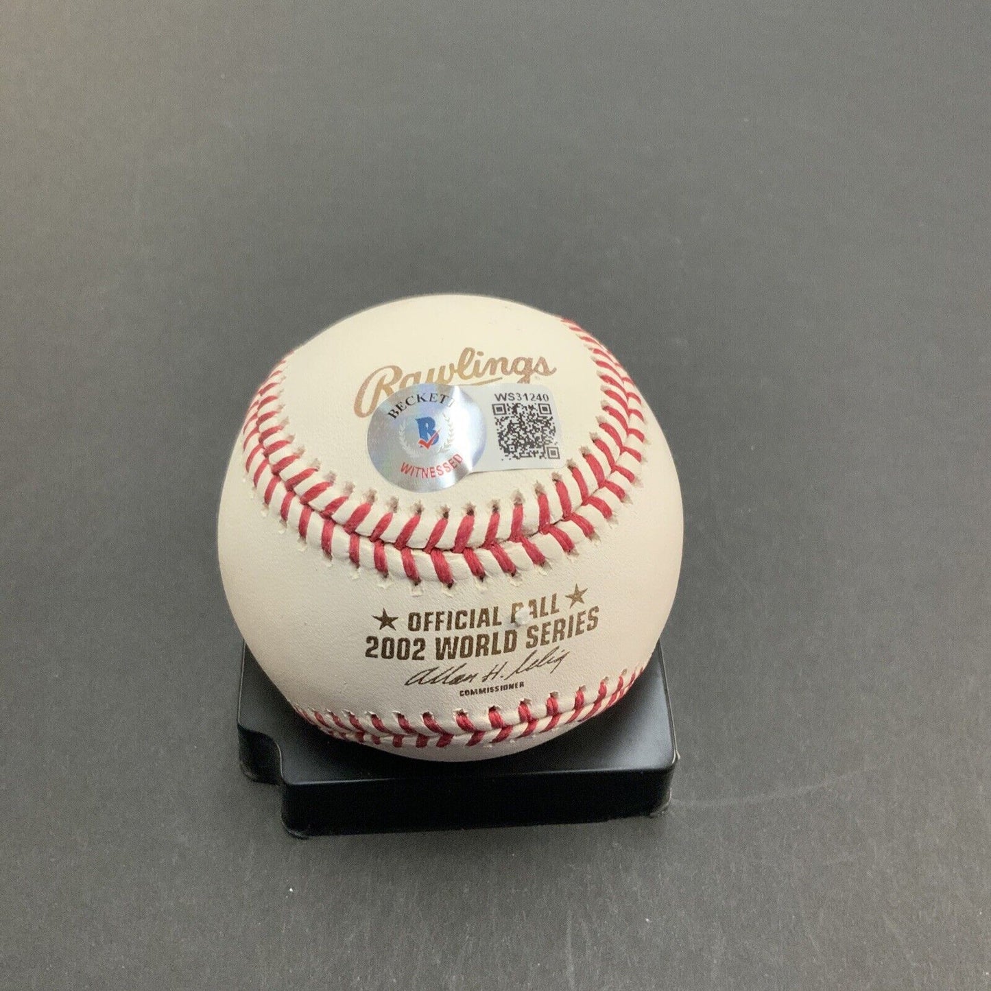 MIKE SCIOSCIA ANGELS SIGNED 2002 WORLD SERIES BASEBALL BECKETT WITNESS COA