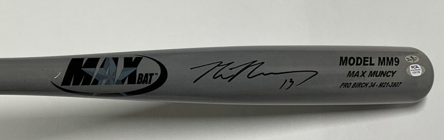MAX MUNCY DODGERS WS CHAMPION SIGNED MAXBAT MM9 GAME MODEL BAT PSA 1C01755