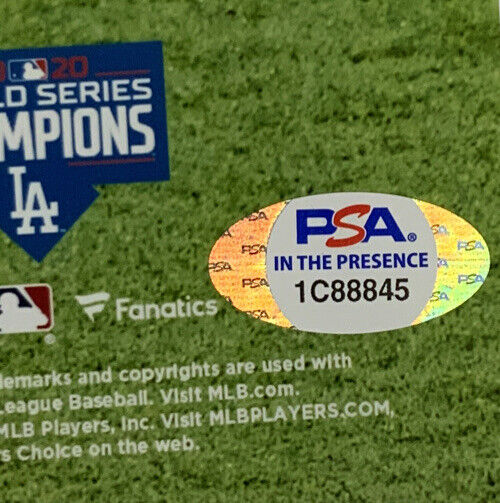 AUSTIN BARNES DODGERS SIGNED 2020 WS LAST OUT 11X14 PHOTO "LAST OUT" PSA ITP