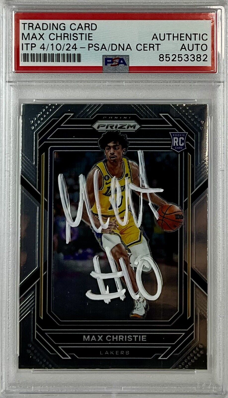 MAX CHRISTIE SIGNED LAKERS PANINI PRIZM #270 ROOKIE RC PSA SLABBED ITP 85253382