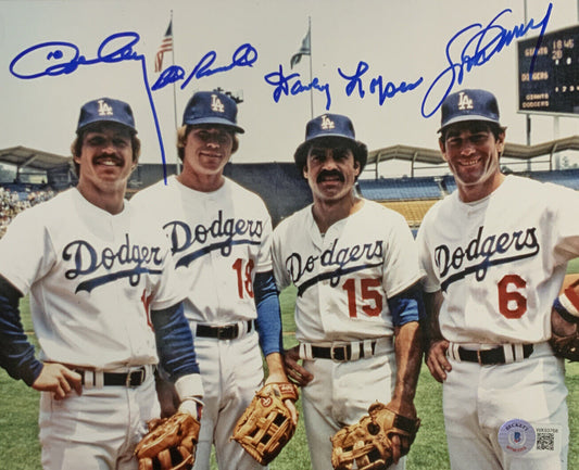DODGERS 1981 GREATEST INFIELD SIGNED 8X10 PHOTO RUSSELL GARVEY CEY LOPES BAS