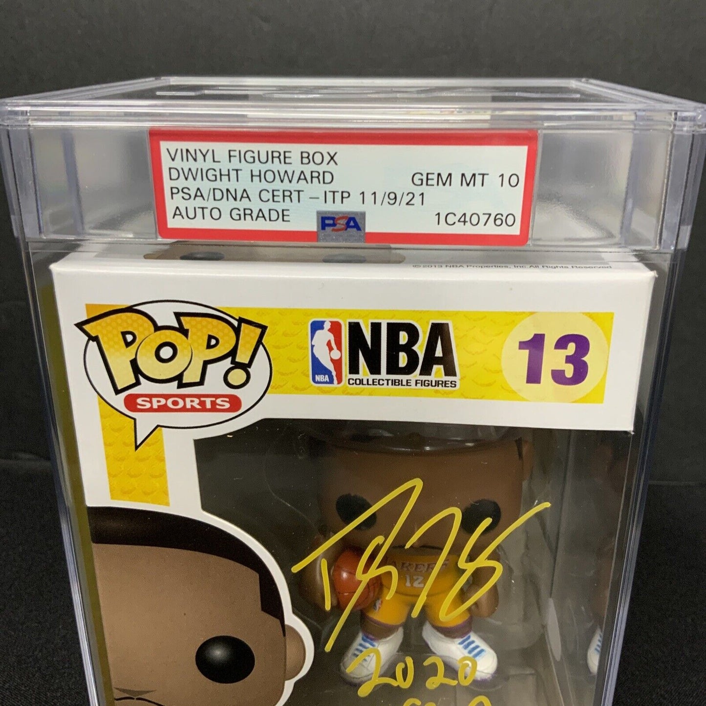 DWIGHT HOWARD SIGNED LAKERS FUNKO POP "NBA CHAMPS" GEM MT 10 PSA SLABBED 1C40760