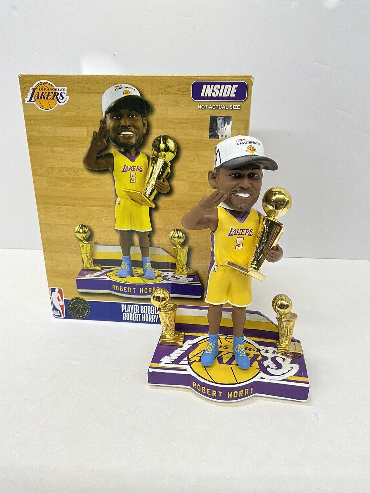 ROBERT HORRY SIGNED LAKERS 3X CHAMPION LIMITED #/216 FOCO BOBBLEHEAD BAS W128306