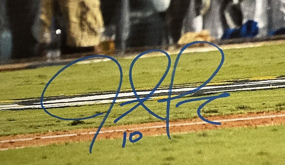 JUSTIN TURNER DODGERS SIGNED 22X33 2017 NLCS WALKOFF HOME RUN CANVAS PSA 9A99840