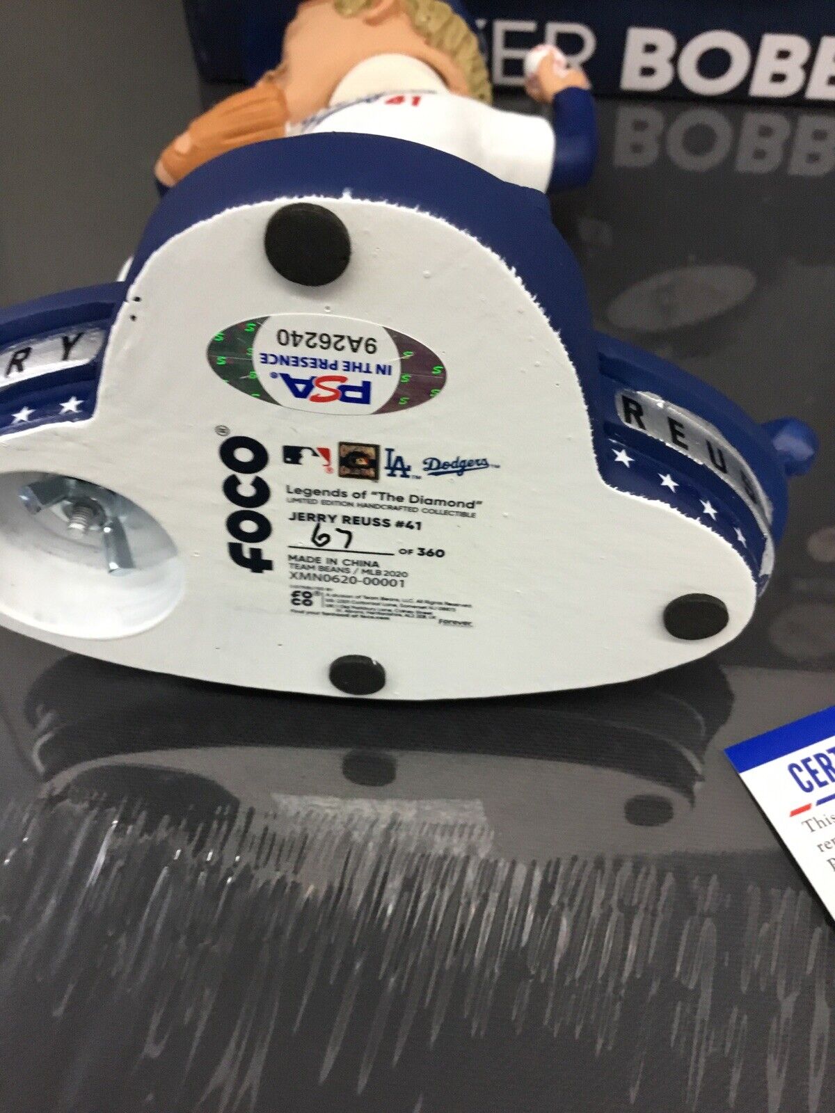 JERRY REUSS DODGERS SIGNED 1980 ALLSTAR GAME FOCO BOBBLEHEAD WINNING PITCHER PSA